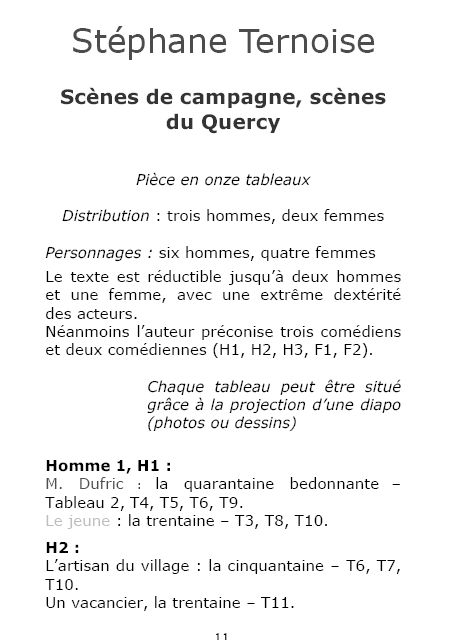 Pice de thtre pour 6 hommes 4 femmes sur la campagne les personnages